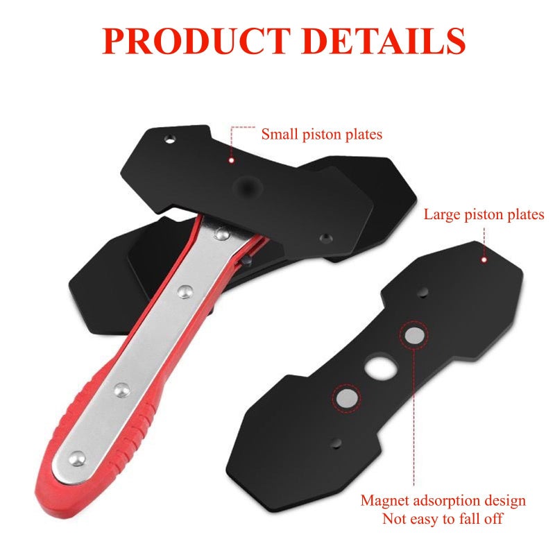 TUTOOLS Brake Caliper Press, Caliper Piston Spreader, Brake Tools,Brake Caliper Piston, Brake Caliper Press Ratchet with 2 Extra pcs Steel Plates, Red - Image 3